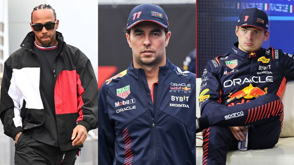 Lewis Hamilton Sergio Perez and Max Verstappen