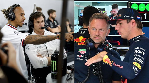 Lewis Hamilton, Toto Wolff, Christian Horner &#038; Max Verstappen