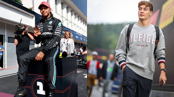 Lewis Hamilton (L) and George Russell (R)