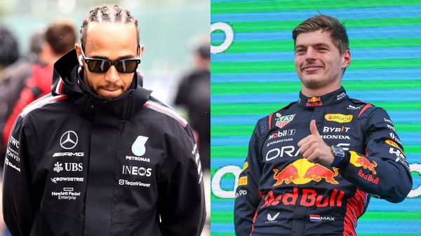 Lewis Hamilton (L) and Max Verstappen (R)