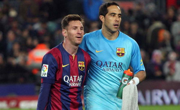 Lionel Messi and Claudio Bravo