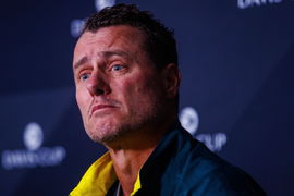 Australian Davis Cup captain Lleyton Hewitt pictured duringa a pre-draw press conference, PK, Pressekonferenz of the Aus