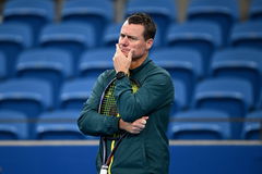 DAVIS CUP PHOTO OPS, Australia team captain Lleyton Hewitt watches on during a Davis Cup practice hit at Ken Rosewall Ar