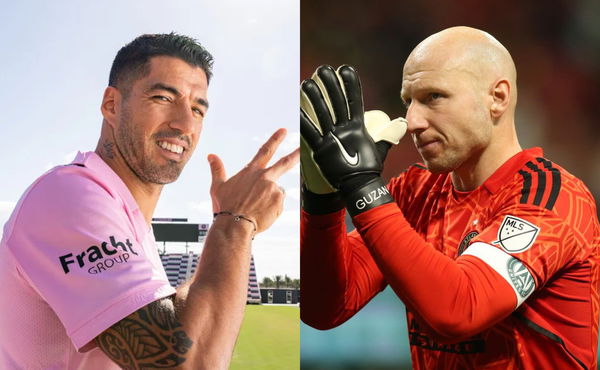 Luis Suarez and Brad Guzan