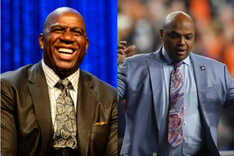 Magic Johnson Couldn’t Hide His Excitement After Reuniting With Charles Barkley During March Madness