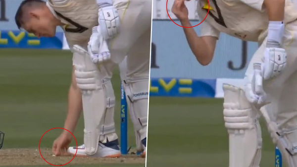 Ashes 2023: Marnus Labuschagne Picking and Eating Chewing Gum While Getting Ready to Face next Ball in the 2nd Innings of Second Test Match