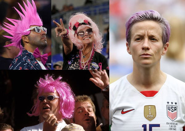 Megan Rapinoe fans pink wig