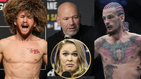 Merab Dvalishvili, Dana White, Sean O&#8217;Malley and Ronda Rousey