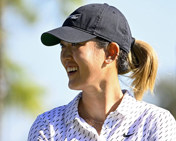 Michelle Wie West smiles after finishing the eight hole during the first round of the LPGA, Golf Damen 2022 Hilton Gran