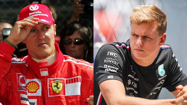 Mick Schumacher (L) and Michael Schumacher (R)