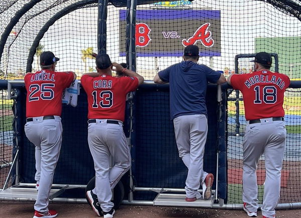 Mitch Moreland with Boston Red Sox teammates