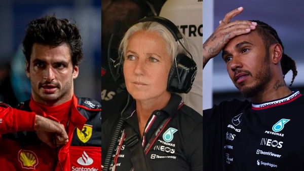 Carlos Sainz, Angela Cullen and Lewis Hamilton