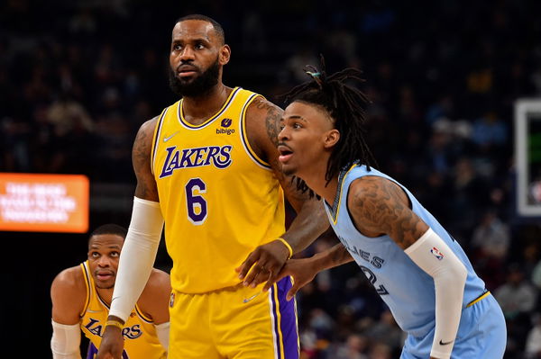 LeBron James of the Los Angeles Lakers and Ja Morant of the Memphis Grizzlies