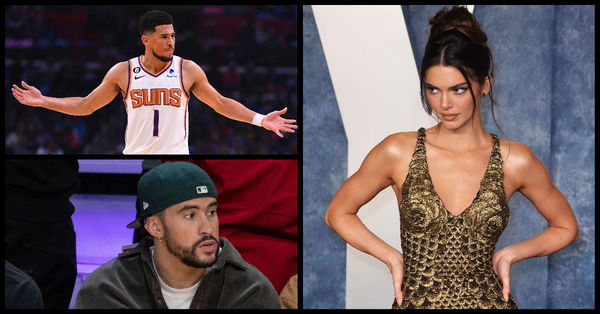 kendall jenner and bad bunny at the lakers game tonight