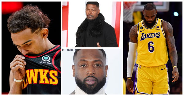 Jamie Foxx, Dwyane Wade, LeBron James, Trae Young