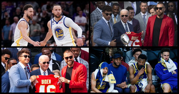 Stephen Curry, Patrick Mahomes, Travis Kelce, Klay Thompson, Joe Biden