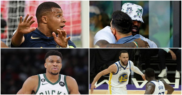 Kylian Mbappe, Lionel Messi, LeBron James, Giannis Antetokounmpo, Stephen Curry, Draymond Green