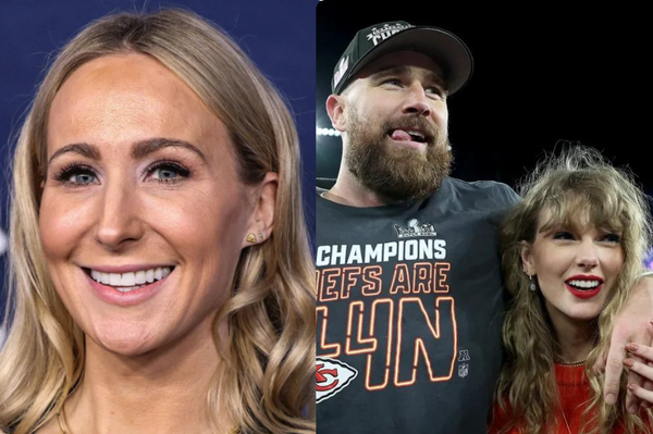 Nikki Glaser, Travis Kelce and Taylor Swift