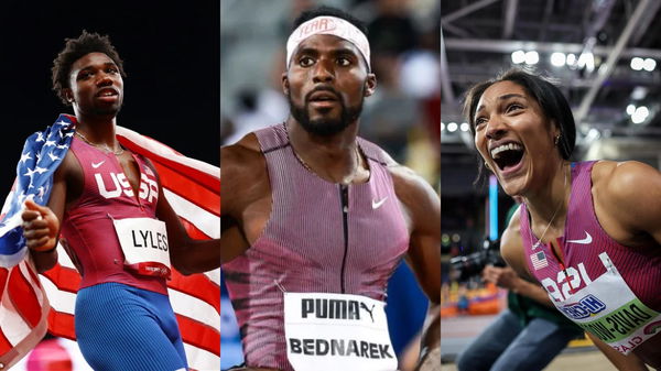 Noah Lyles, Kenny Bednarek and Tara Davis