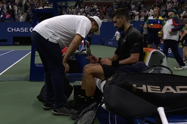 Novak Djokovic during medical timeout