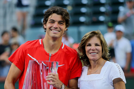 Taylor Fritz with his mother, Kathy May Fritz