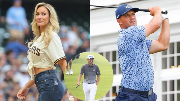 Paige Spiranac Bryson DeChambeau Collin Morikawa Collage