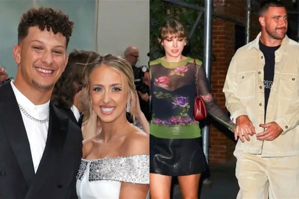 Patrick Mahomes, Brittany Mahomes, Taylor Swift, and Travis Kelce