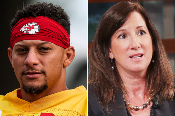 Patrick Mahomes and Cathy Engelbert