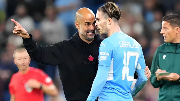 Pep Guardiola and Jack Grealish