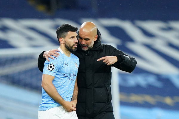 Pep Guardiola and Sergio Aguero