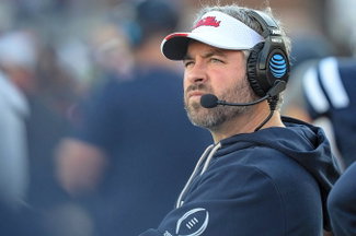 Ole Miss Head Coach Pete Golding watches on the sidelines during the first round of the College Football Playoff against Tulane at Vaught-Hemingway Stadium in Oxford, Miss., on Saturday, Dec. 20, 2025. USA TODAY SPORTS