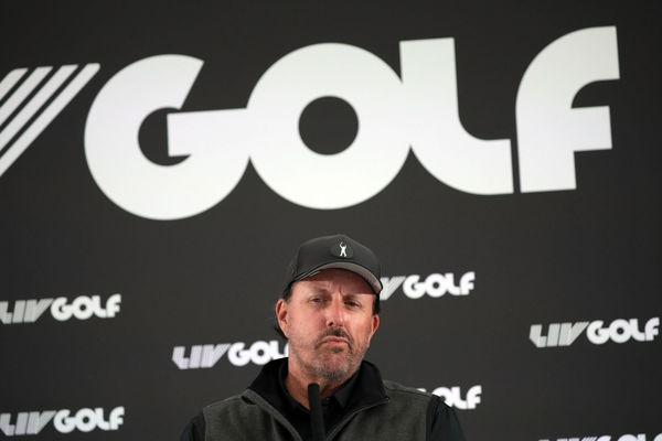 American Phil Mickelson answers questions from the media at a press conference, PK, Pressekonferenz for the inaugural LI