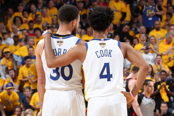 Quinn Cook and Stephen Curry