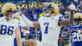 Raiden Vines-Bright celebrates his Spring Game