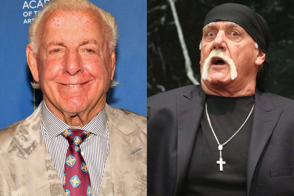 Ric Flair happy Hulk Hogan shocked