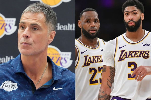 Rob Pelinka, LeBron James and Anthony Davis