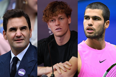 Roger Federer, Jannik Sinner and Carlos Alcaraz