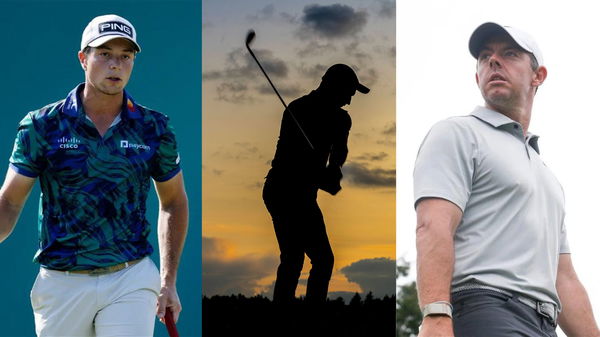 Rory McIlroy, Viktor Hovland Golfer Silhouette Collage