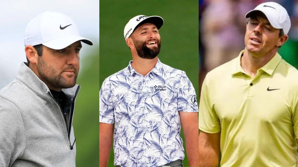 Rory McIlroy, Scottie Scheffler and Jon Rahm Collage