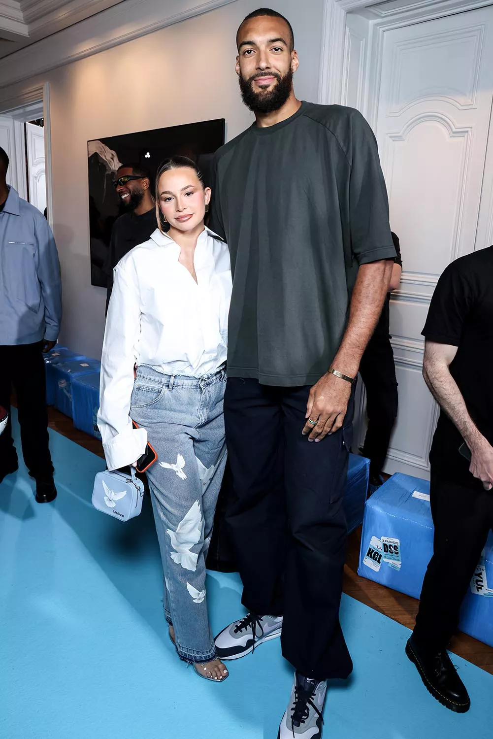 Rudy Gobert with girlfriend Julia-Bonilla at the 3.Paradis Menswear Spring/Summer 2025