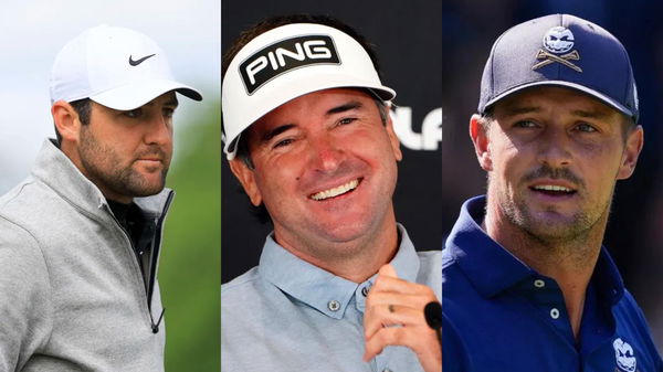 Scottie Scheffler (L), Bubba Watson (M), and Bryson DeChambeau Collage