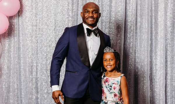 Kamaru Usman with daughter