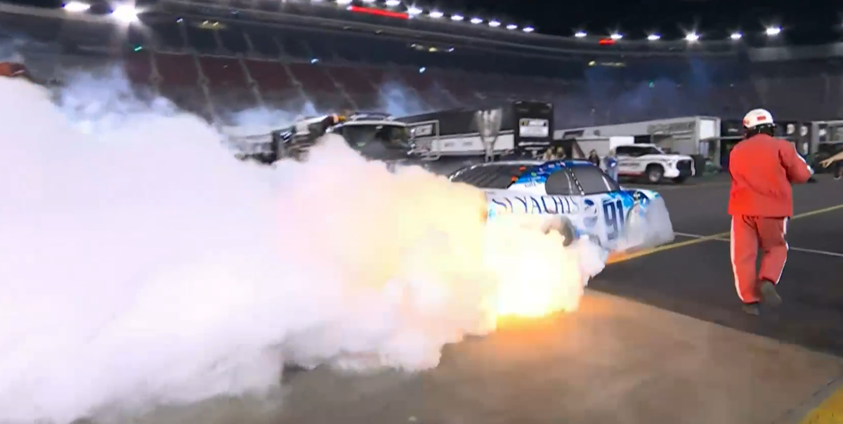 NASCAR Star Averts Scary Disaster as Flames Engulf His Car Bringing Race to a Halt