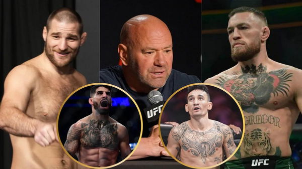 Sean Strickland, Dana White, Conor McGregor, Ilia Topuria and Max Holloway