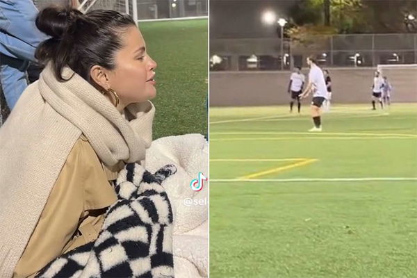 Selena Gomez Flirts with Soccer Players While Watching a Soccer Game