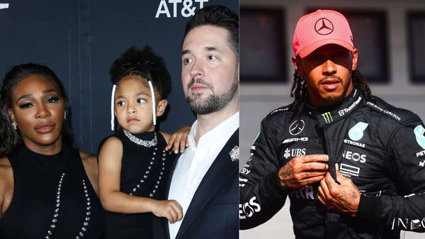 Serena Williams, Alexis Ohanian, Alexis Olympia Ohanian Jr., and Lewis Hamilton