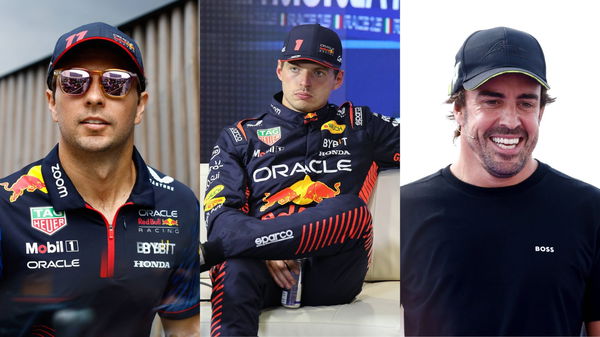 Sergio Perez, Max Verstappen and Fernando Alonso