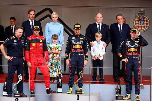 Sergio Perez on the podium Monaco 22