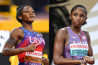 Sha'Carri Richardson and Melissa Jefferson-Wooden