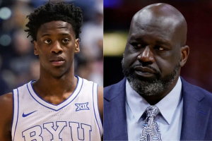 Shaquille O'Neal and AJ Dybantsa